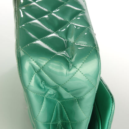 Chanel Patent Quilted Jumbo Double Flap Green 3 of 11