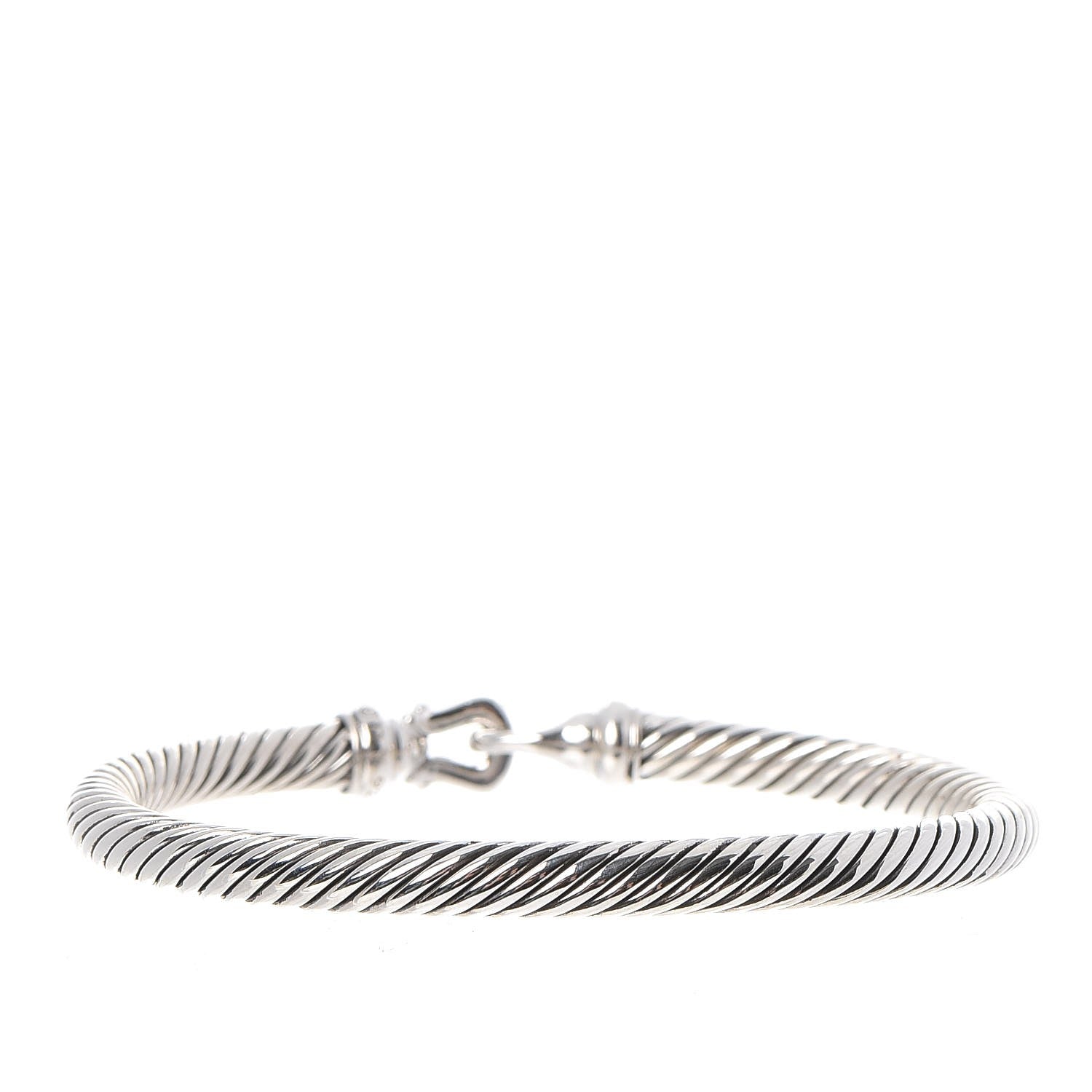 David Yurman Sterling Silver Diamond 5mm Cable Buckle Bracelet 3 of 5
