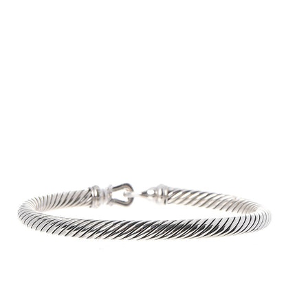 David Yurman Sterling Silver Diamond 5mm Cable Buckle Bracelet 3 of 5