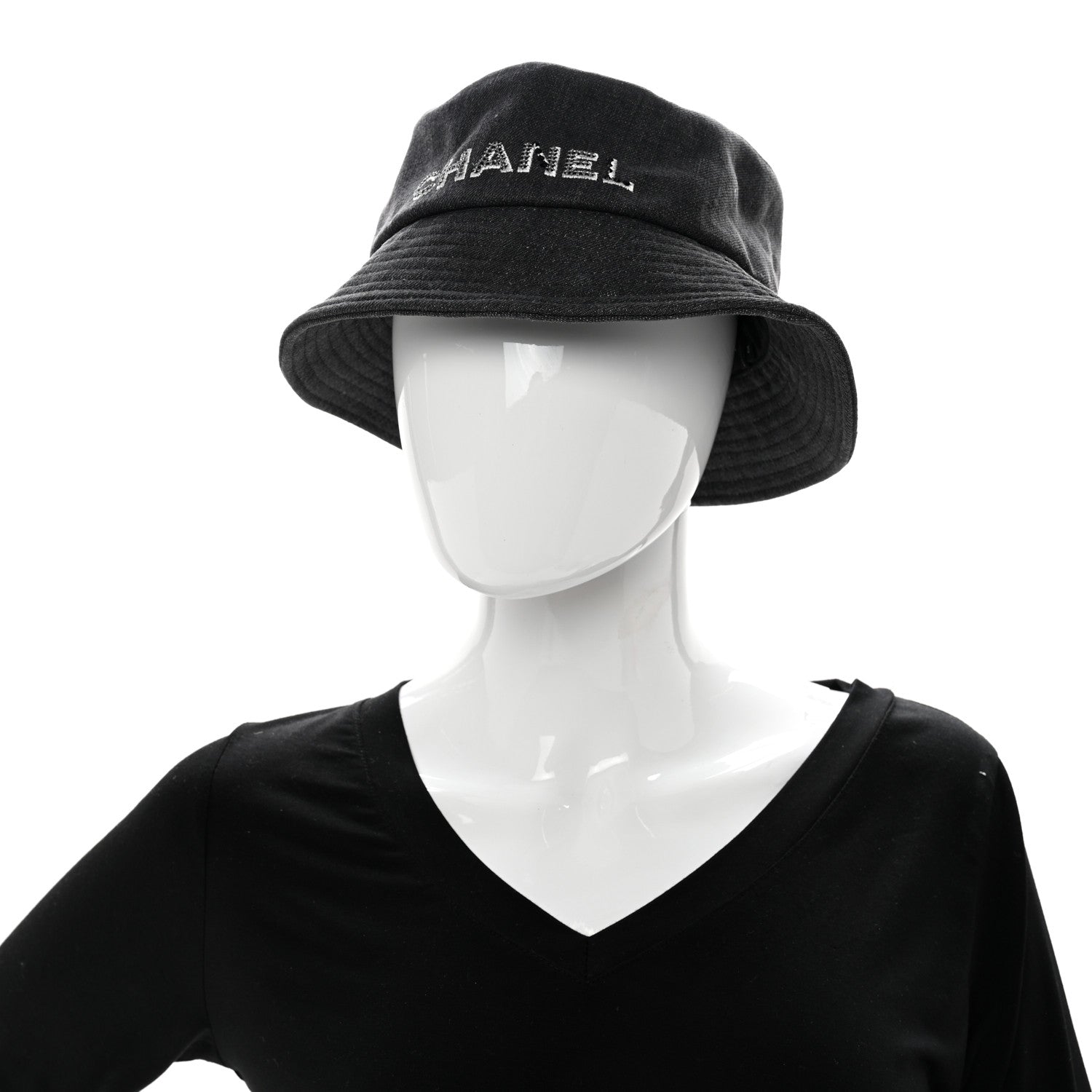 Chanel Fabric Logo Bucket Hat M Grey 2 of 10