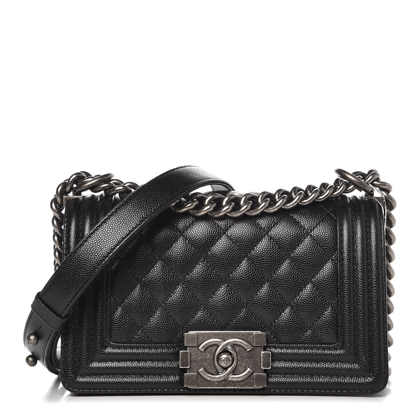 Caviar Quilted Small Boy Flap Black