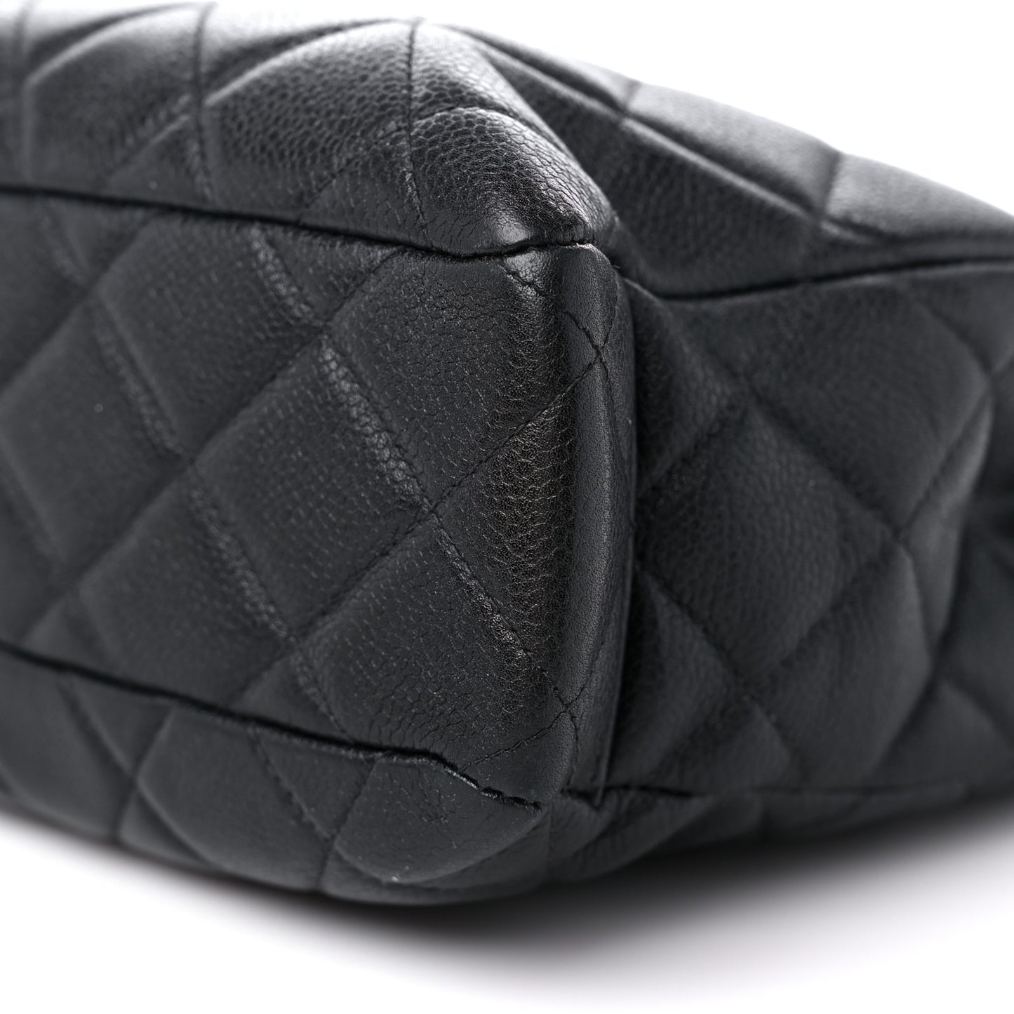 Caviar Quilted Shopping Tote Black