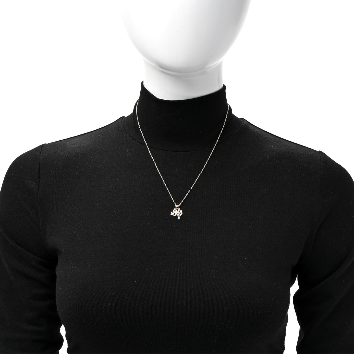 18K Rose Gold Enamel Ampersand Snowflake Match Pendant Necklace Blue