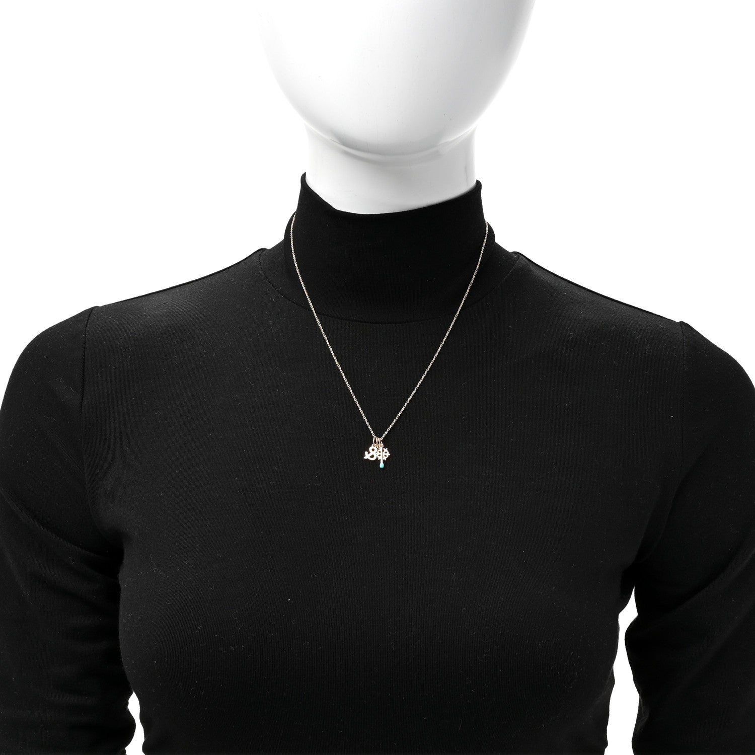 Tiffany 18K Rose Gold Enamel Ampersand Snowflake Match Pendant Necklace Blue 2 of 6