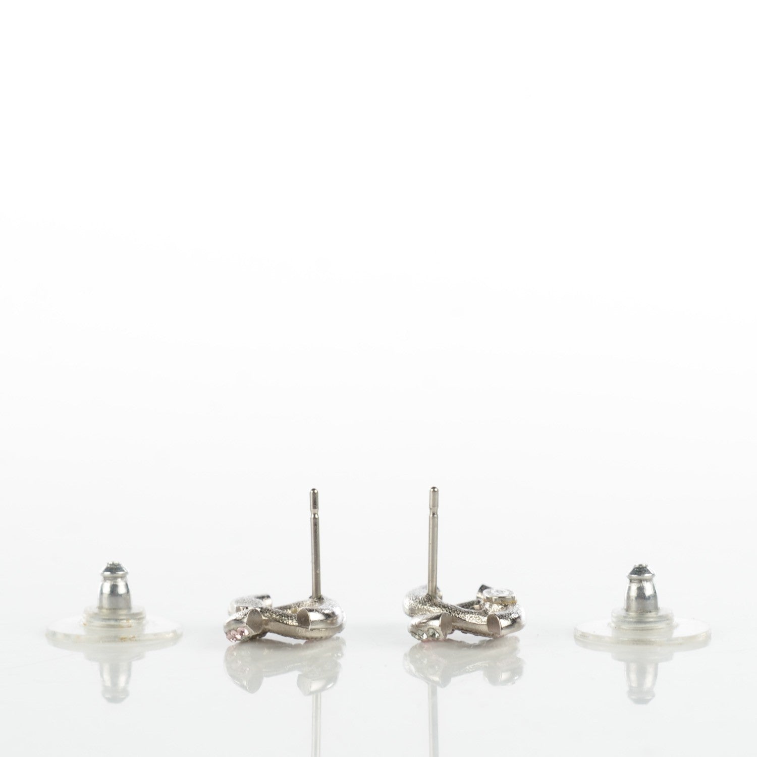 Chanel Crystal CC Earrings Silver Pink 6 of 6