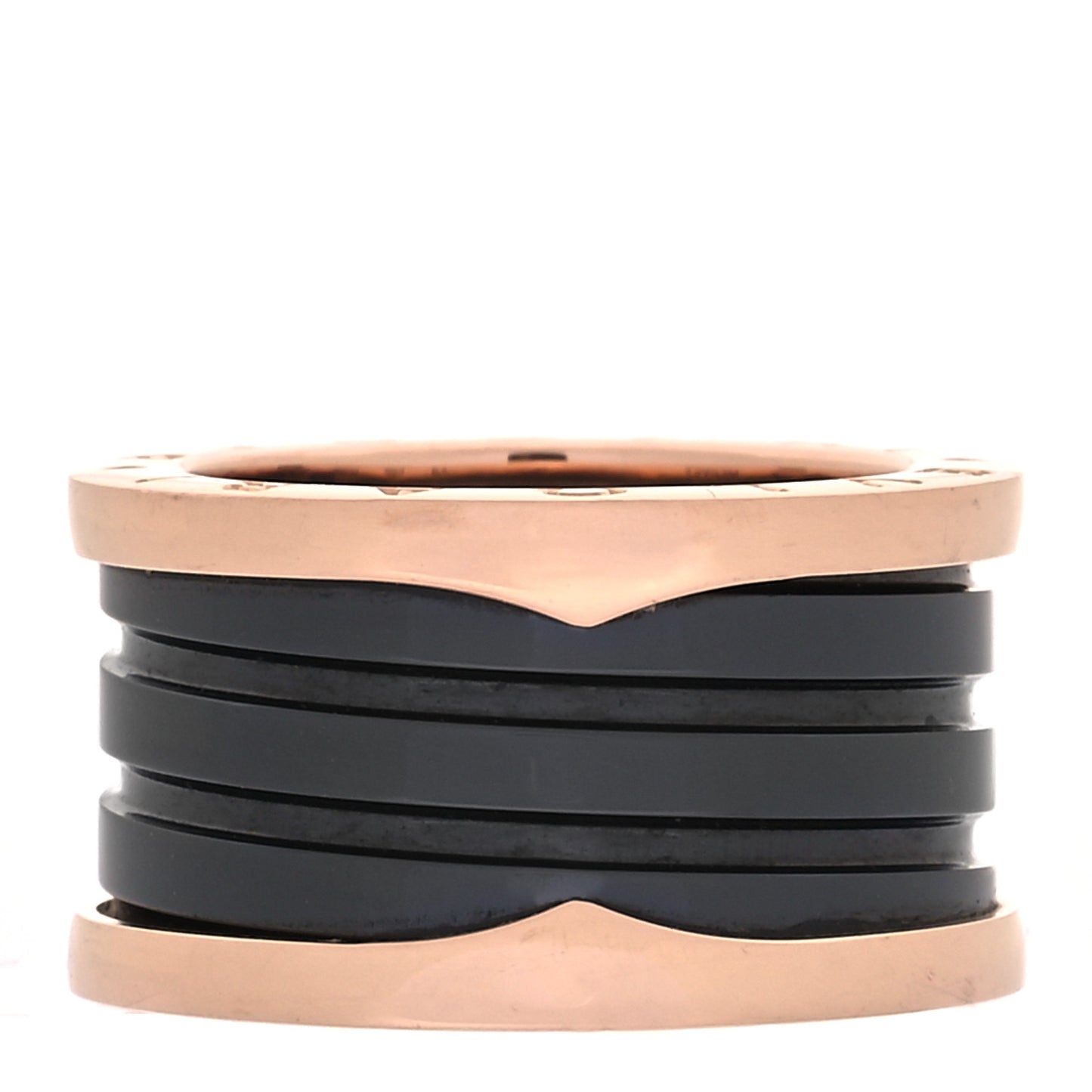 18K Rose Gold Black Ceramic B.Zero1 Four-Band Ring 51 5.75