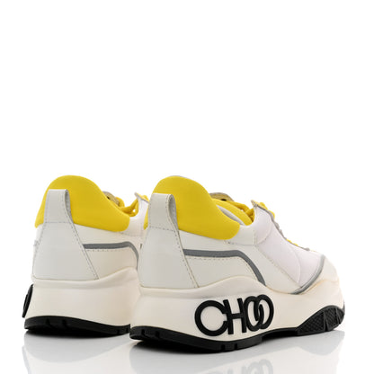 Jimmy Choo Calfskin Neoprene Raine Sneakers 37 White Yellow 4 of 9