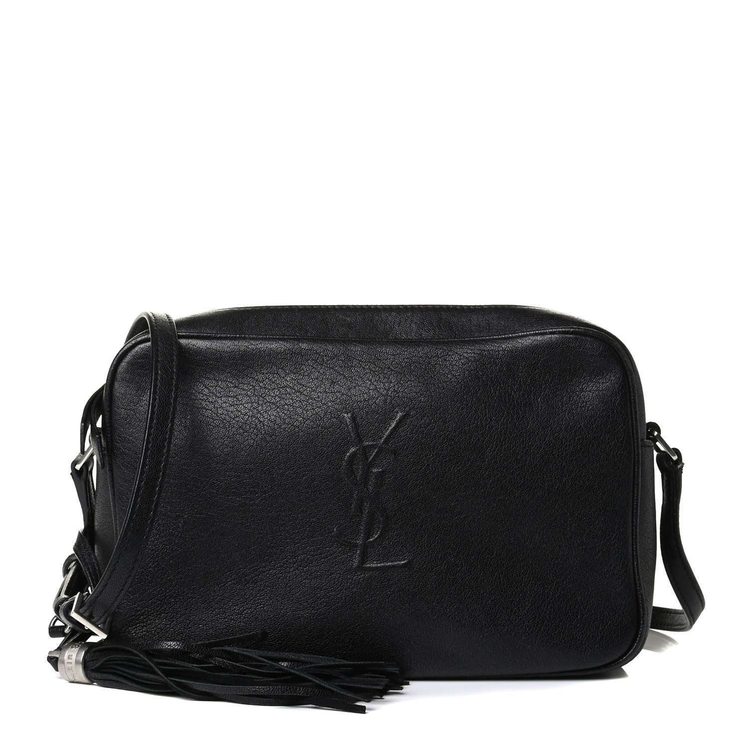 Saint Laurent Lambskin Monogram Embossed Small Lou Camera Bag Black 1 of 8