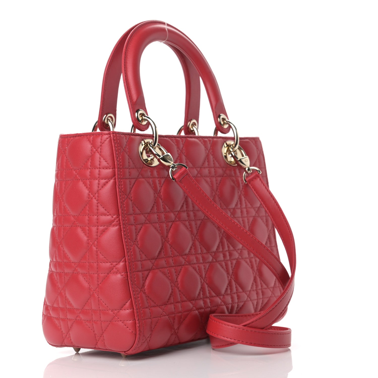 Christian Dior Lambskin Cannage Medium Lady Dior Red 3 of 10