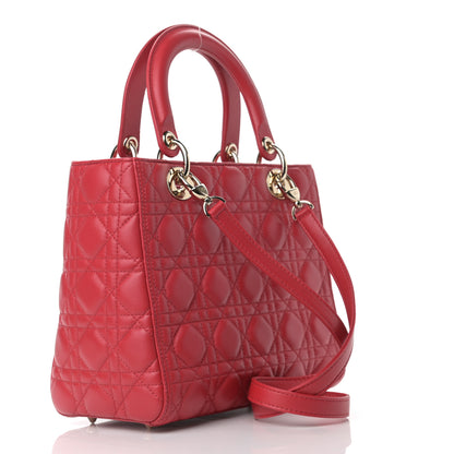 Christian Dior Lambskin Cannage Medium Lady Dior Red 3 of 10