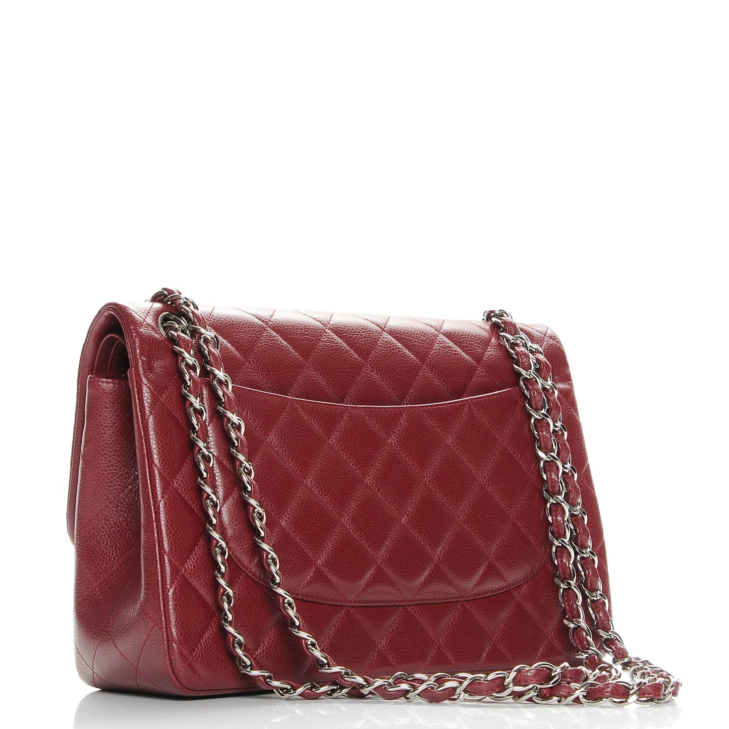 Caviar Quilted Jumbo Double Flap Burgundy