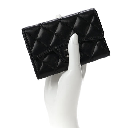 Chanel Lambskin Quilted Flap Card Holder Wallet Black 2 of 18