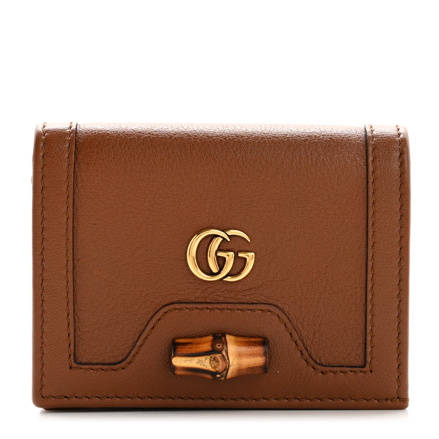 Gucci Wonka Grain Calfskin Diana Card Case Wallet Cuir 1 of 9