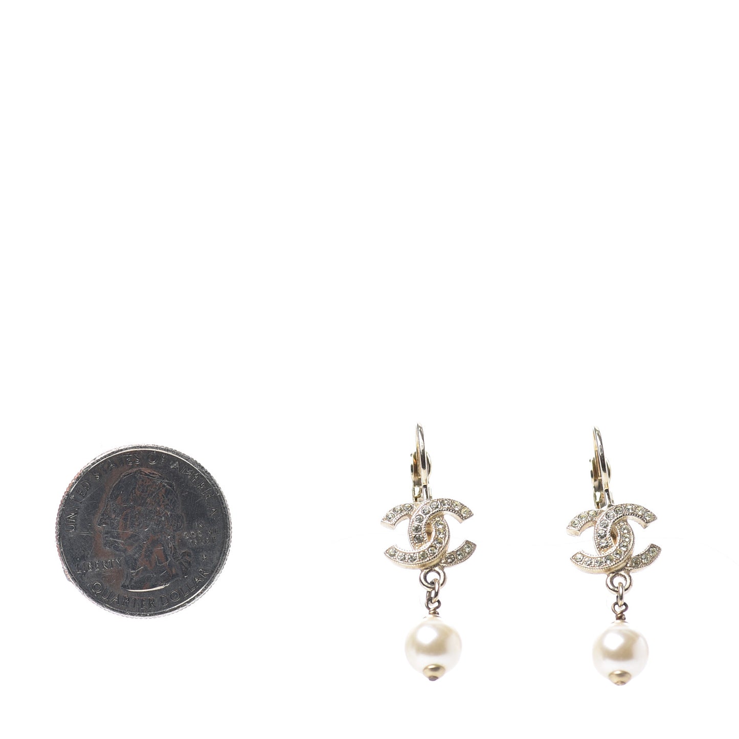 Resin Crystal CC Drop Earrings Gold