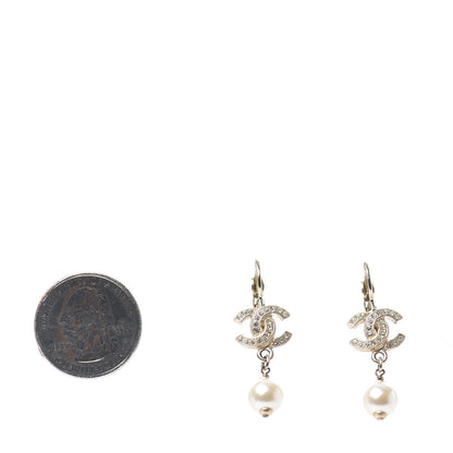 Chanel Resin Crystal CC Drop Earrings Gold 2 of 4