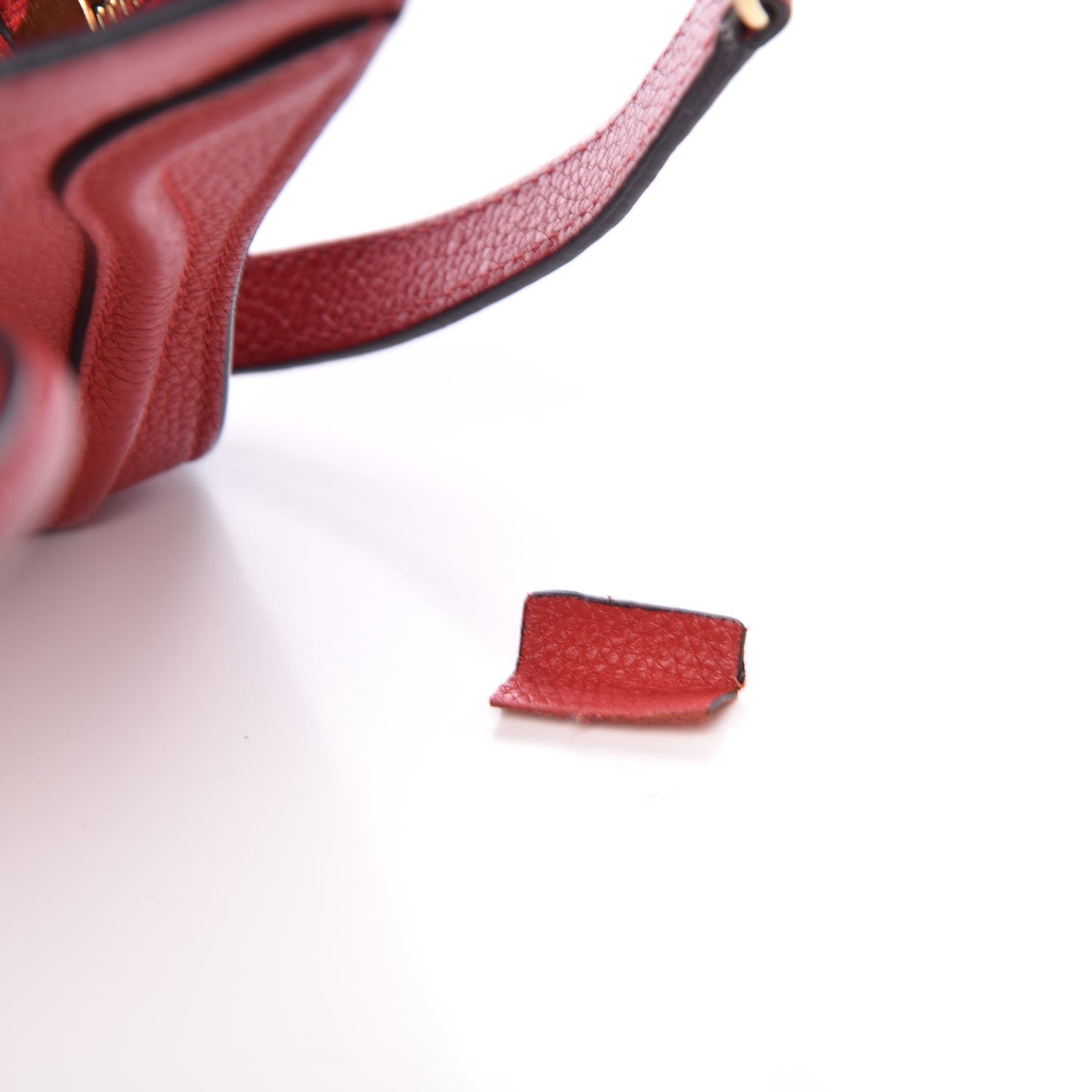 Celine Drummed Calfskin Nano Luggage Coquelicot 7 of 12