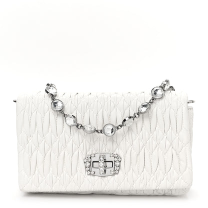Miu Miu Nappa Matelasse Crystal Flap Clutch White 1 of 11