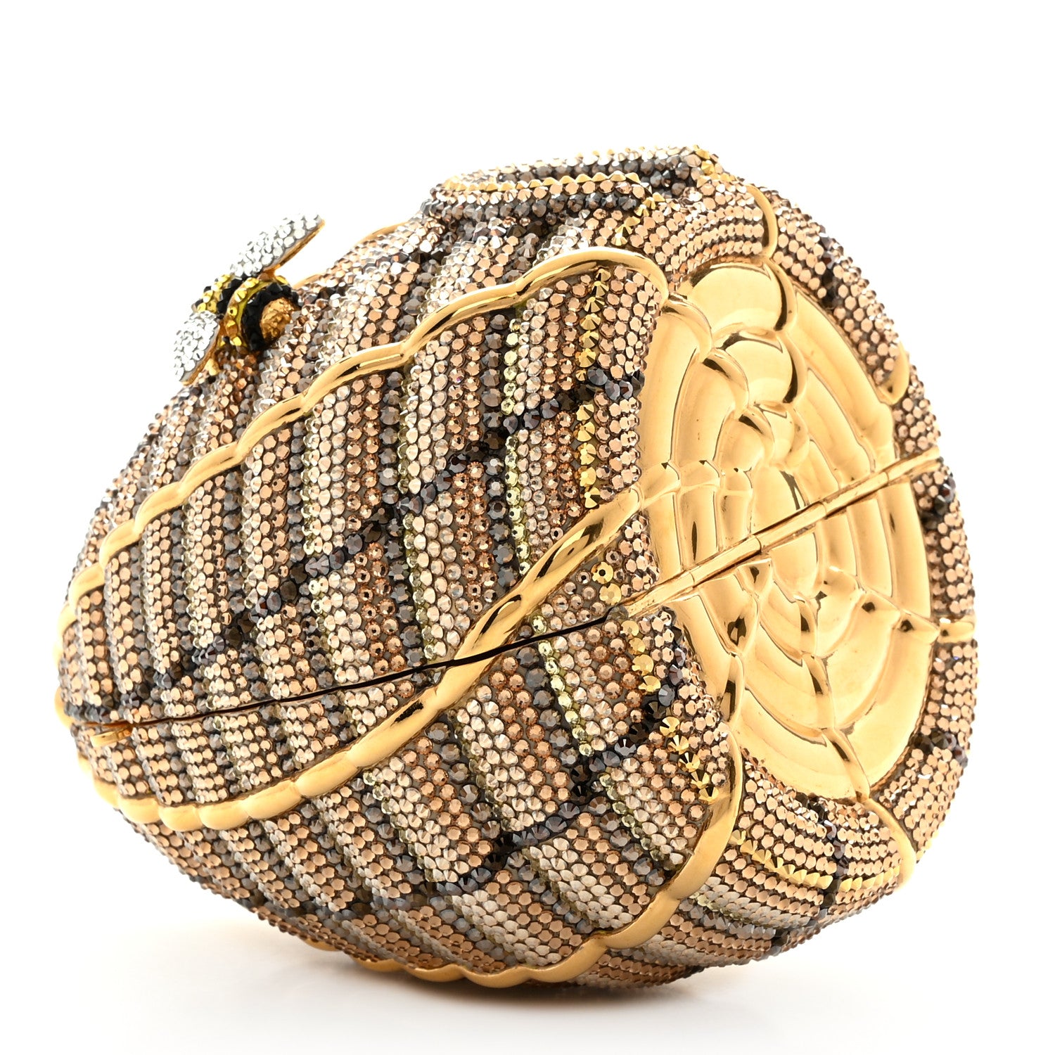 Judith Leiber Crystal Beehive Minaudiere Clutch Gold 4 of 12