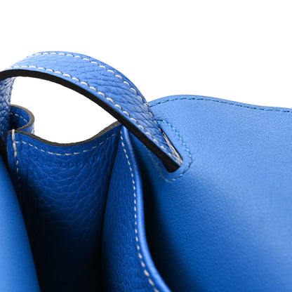 Hermes Taurillon Clemence Halzan 31 GM Bleu Zanzibar 7 of 11