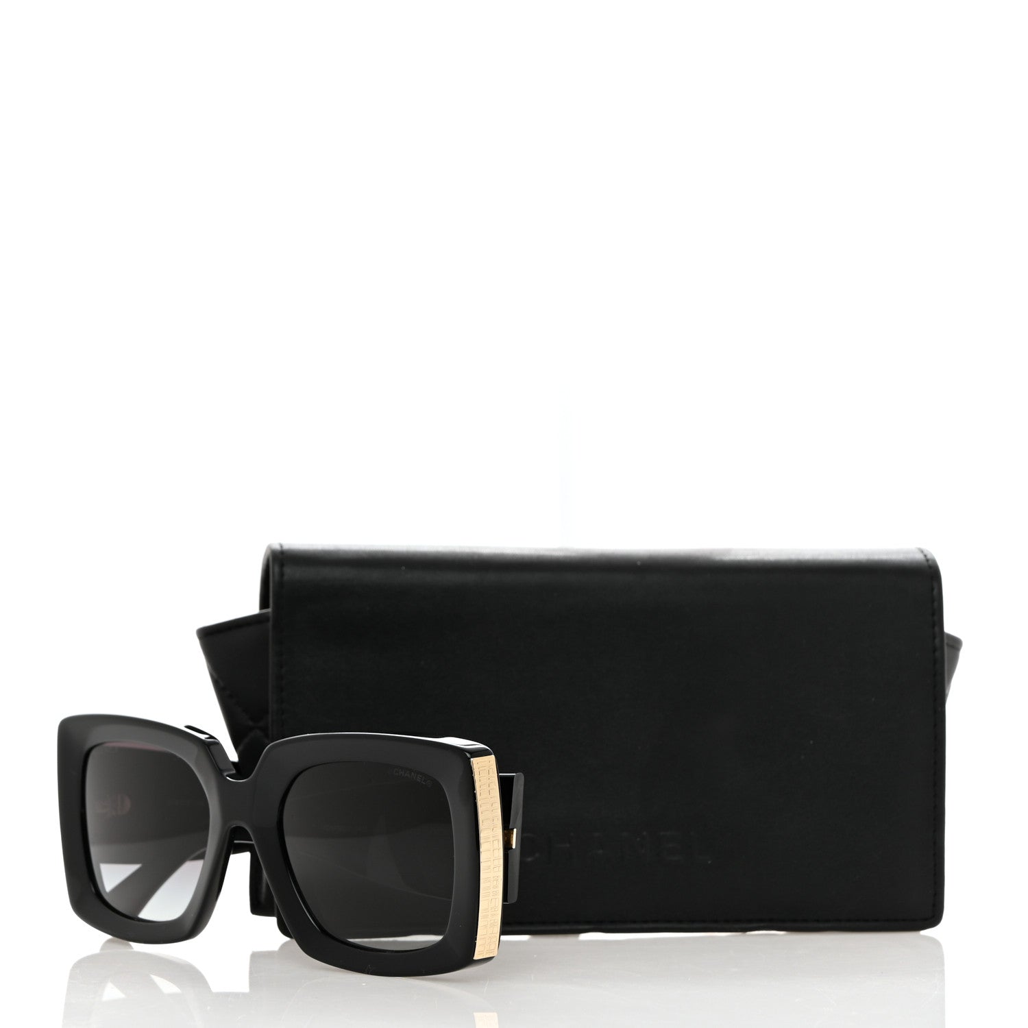 Chanel Acetate Rectangle Sunglasses 5435 Black 8 of 8