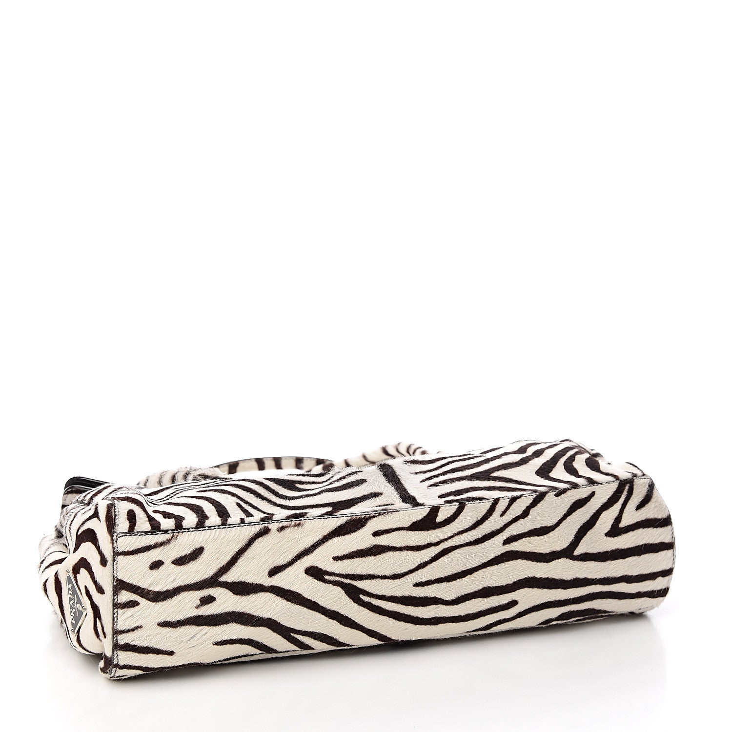 Prada Calf Hair Zebra Print Easy Foldover Pushlock Satchel White Moro 3 of 10
