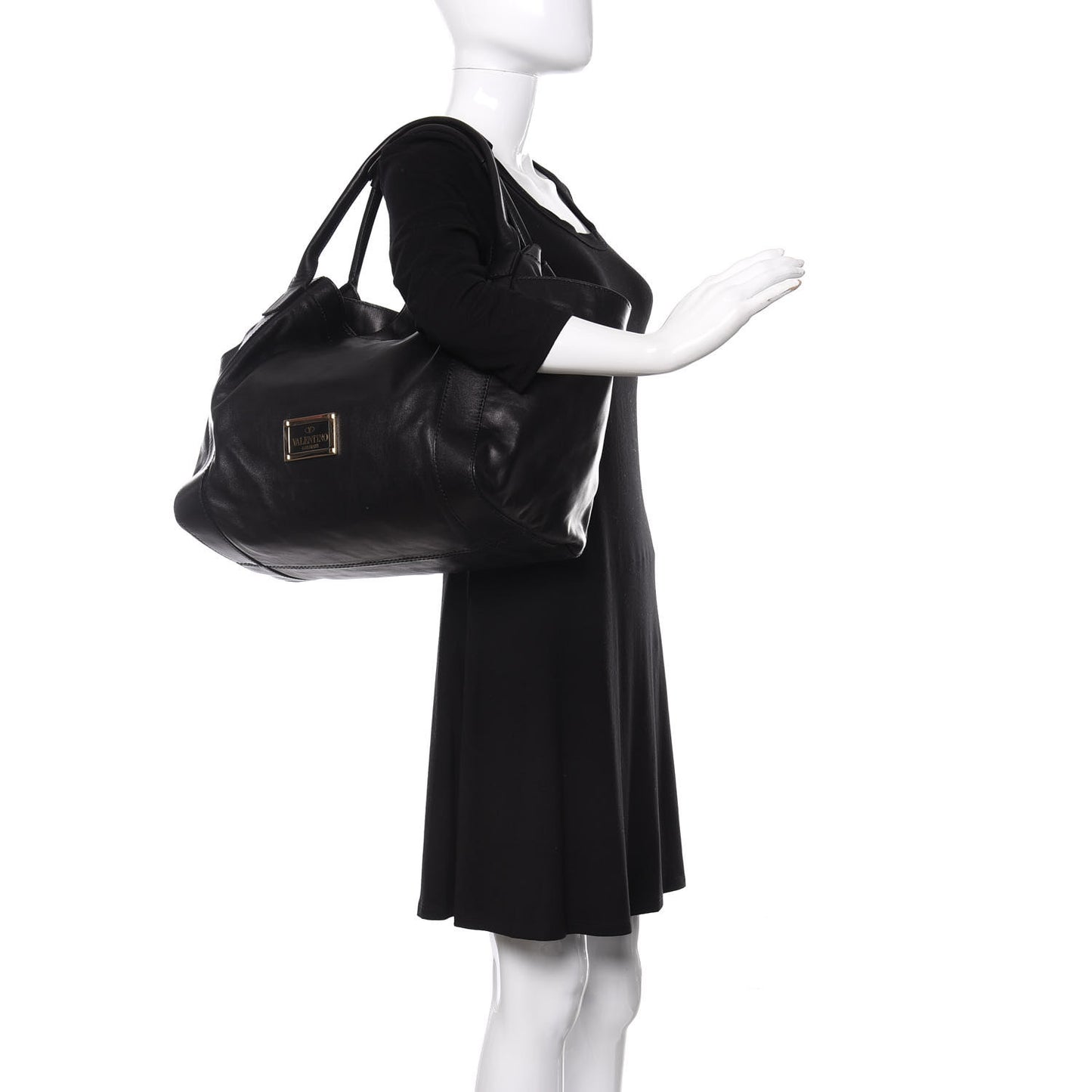 Nappa Double Pocket Bow Tote Black