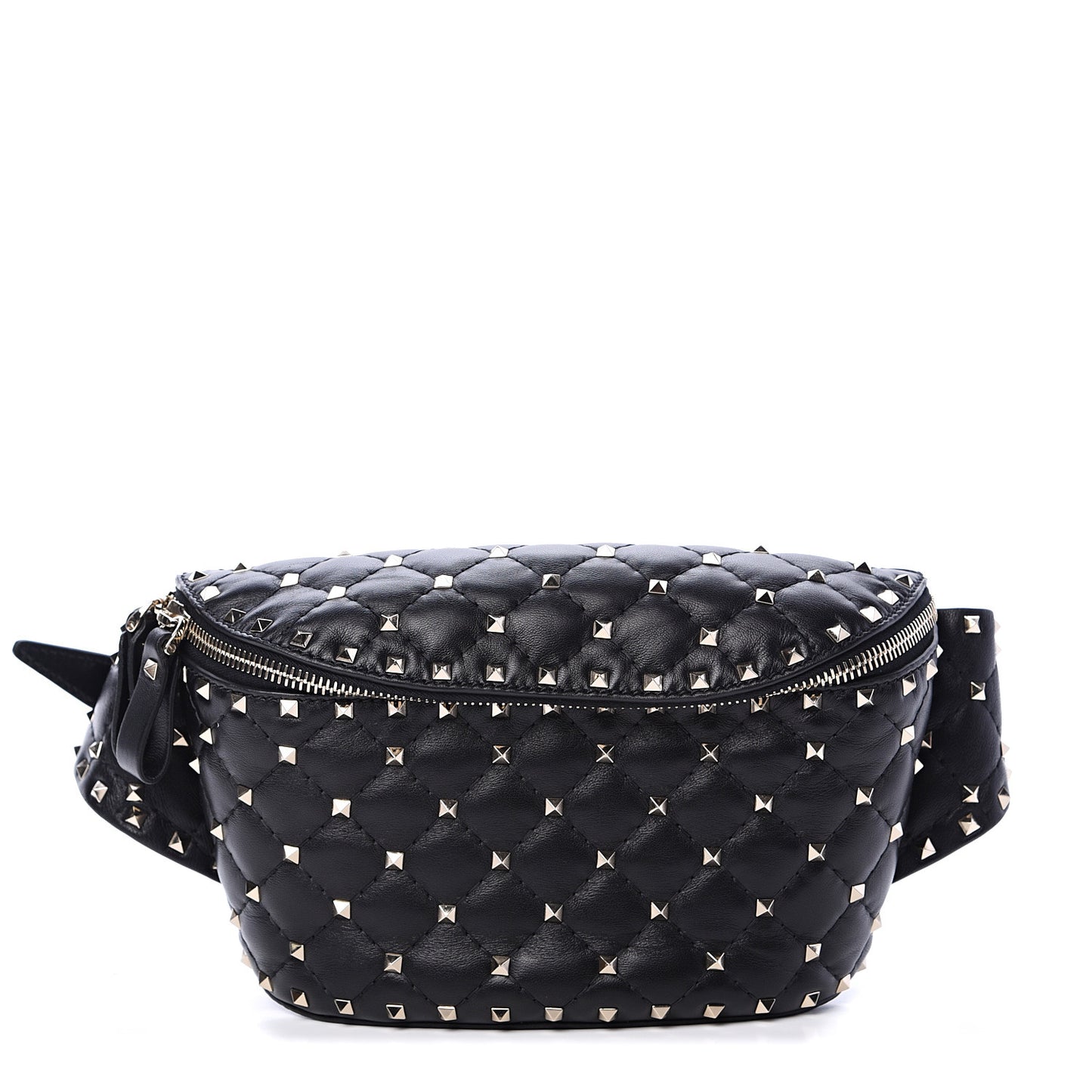 Lambskin Rockstud Spike Belt Bag 75 Black