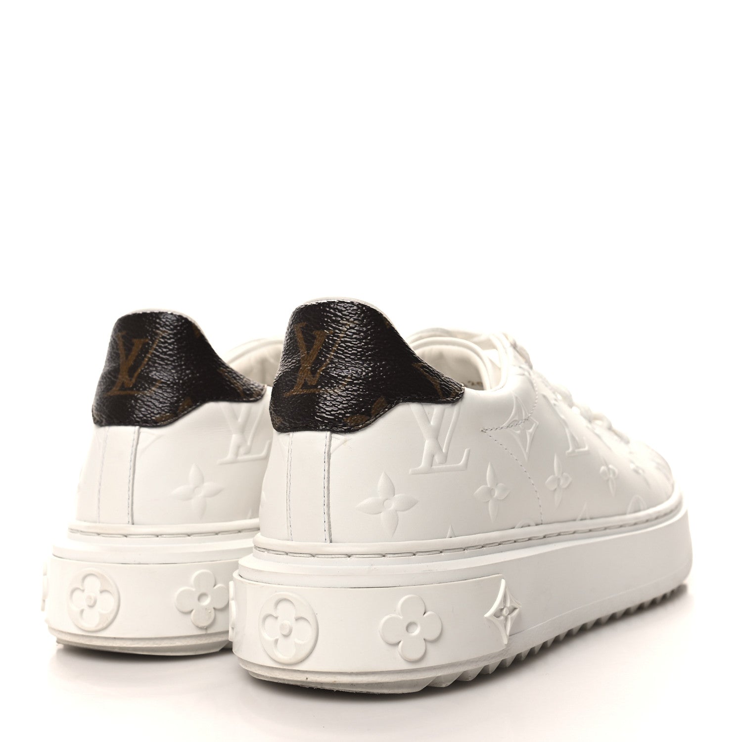 Louis Vuitton Lambskin Embossed Monogram Time Out Sneakers 39 White 4 of 9