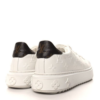 Louis Vuitton Lambskin Embossed Monogram Time Out Sneakers 39 White 4 of 9