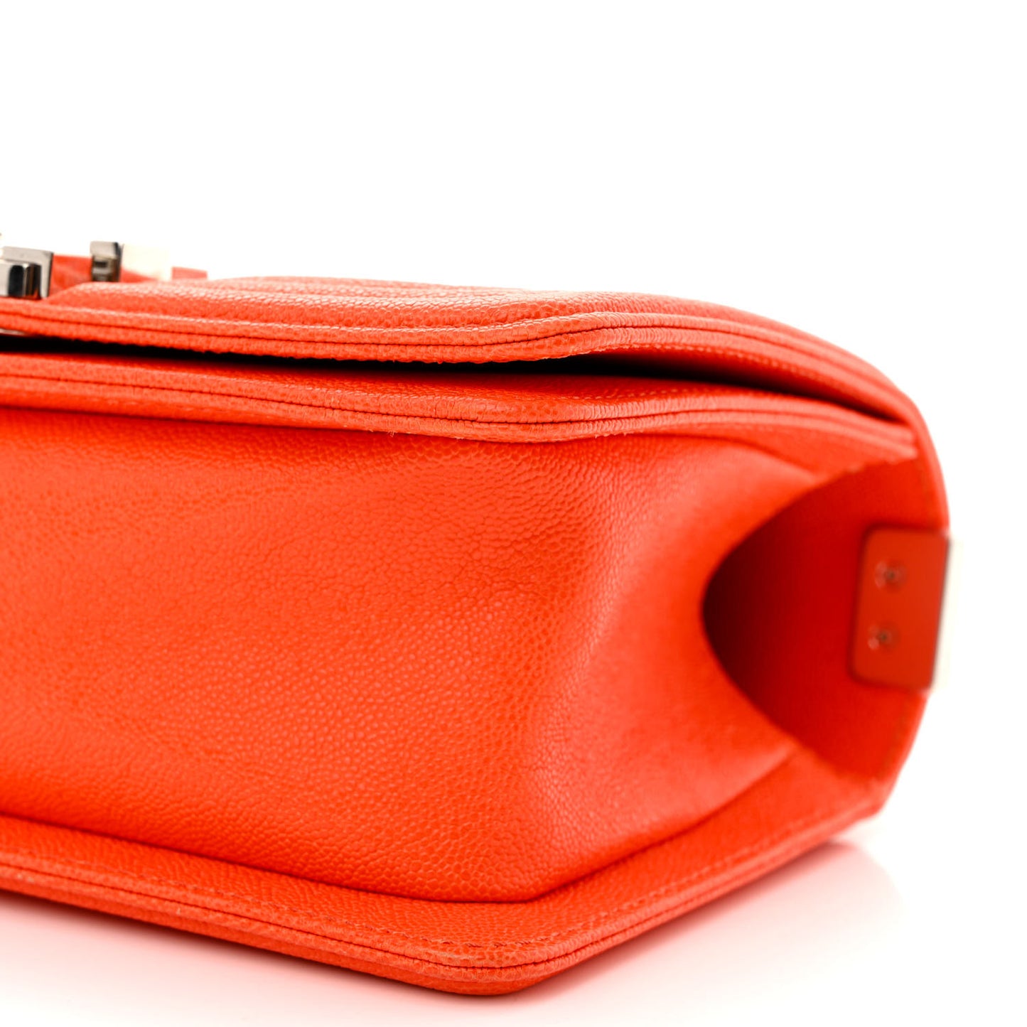 Caviar Quilted Small Boy Flap Orange