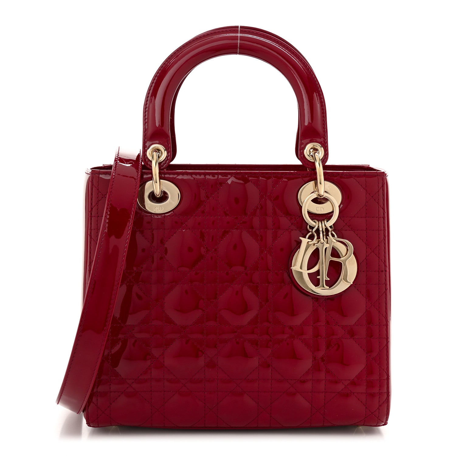 Christian Dior Patent Cannage Medium Lady Dior Red 1 of 10