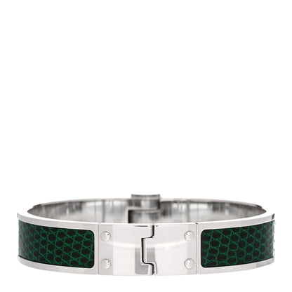 Hermes Lizard Charniere Cuir Narrow Hinged Bracelet S Vert Moyen 3 of 4