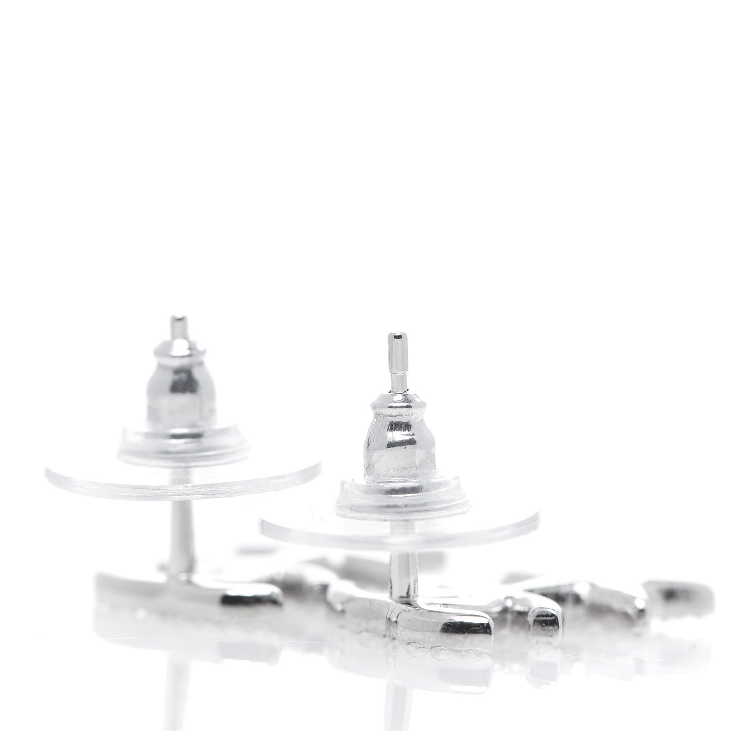 Chanel Crystal CC Star Earrings Silver 2 of 3