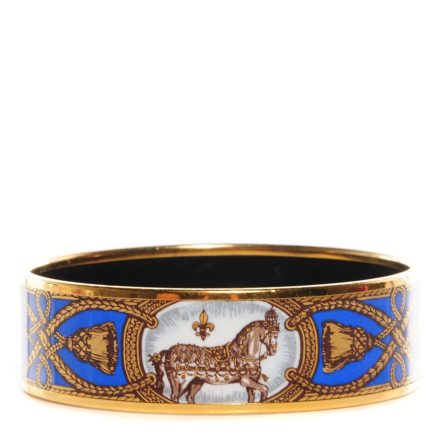 Enamel Printed Grand Apparat Wide Bracelet 65 Bleu