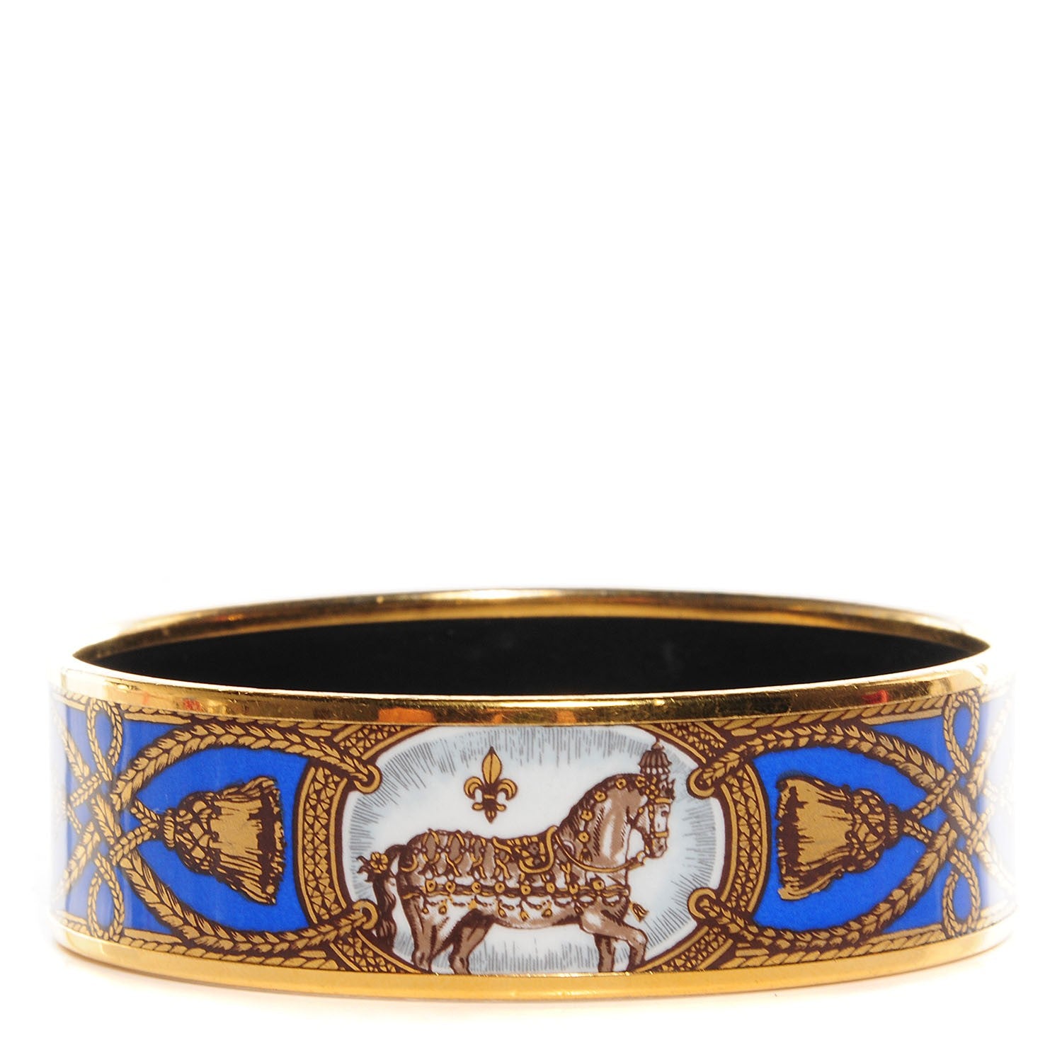 Hermes Enamel Printed Grand Apparat Wide Bracelet 65 Bleu 4 of 6