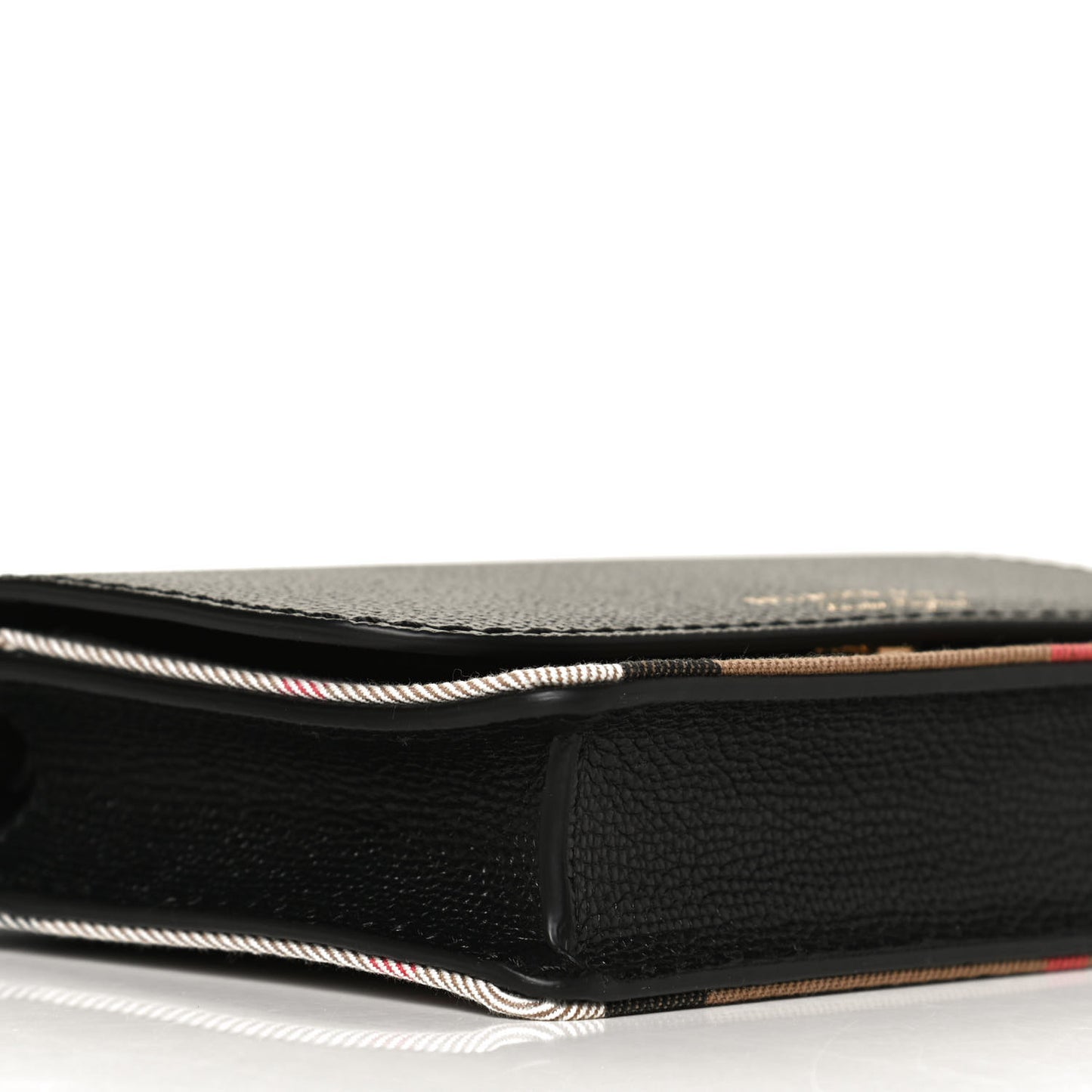 Grained Calfskin House Check Tartan Mix Hampshire Wallet On Chain Black