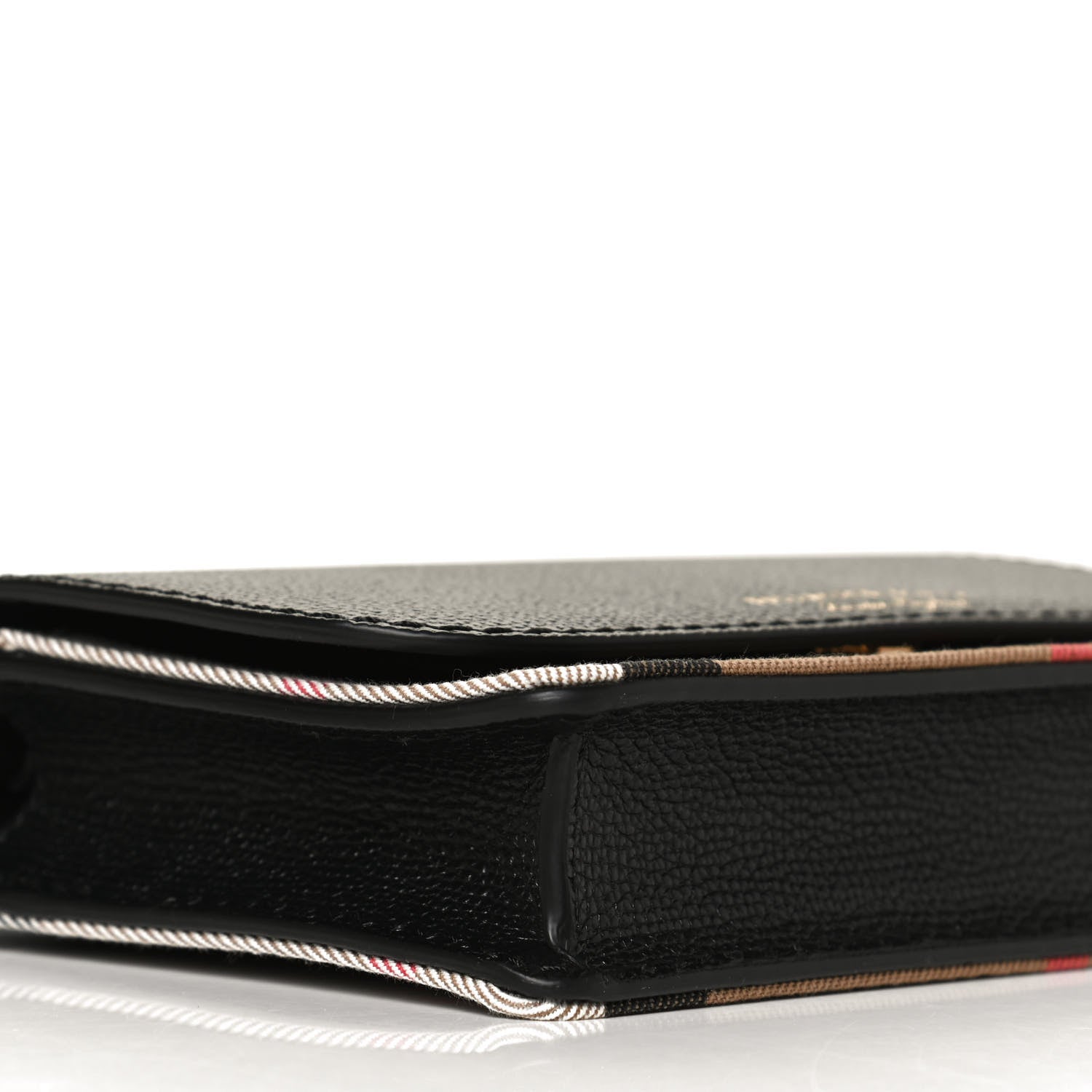 Burberry Grained Calfskin House Check Tartan Mix Hampshire Wallet On Chain Black 9 of 12