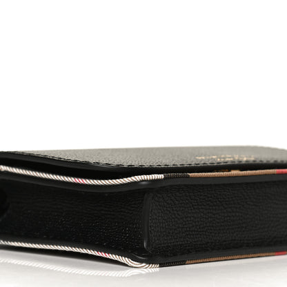 Burberry Grained Calfskin House Check Tartan Mix Hampshire Wallet On Chain Black 9 of 12