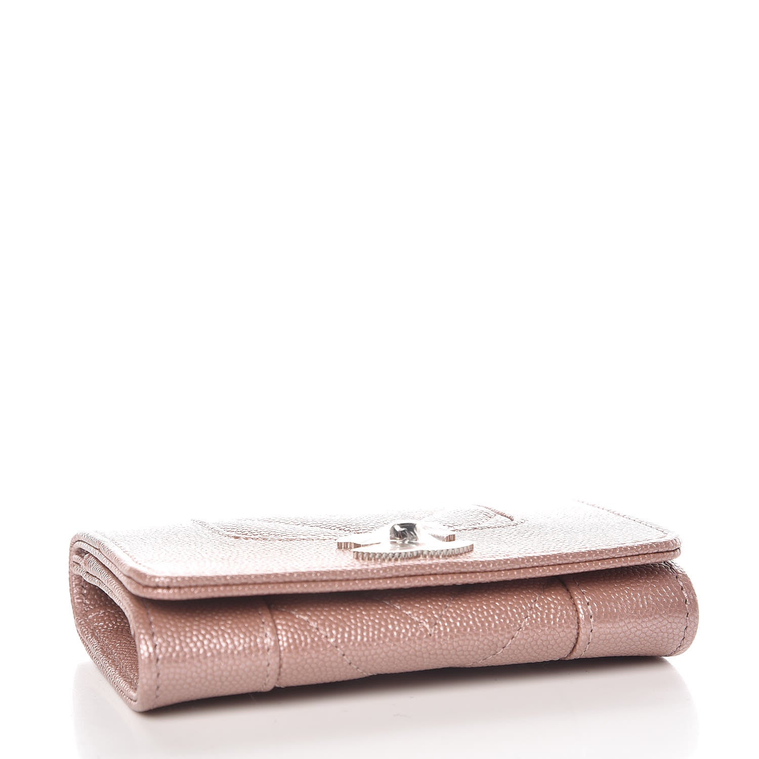Chanel Metallic Caviar Chevron Quilted Vintage Mademoiselle Card Holder Pink 4 of 9