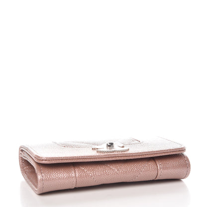 Chanel Metallic Caviar Chevron Quilted Vintage Mademoiselle Card Holder Pink 4 of 9