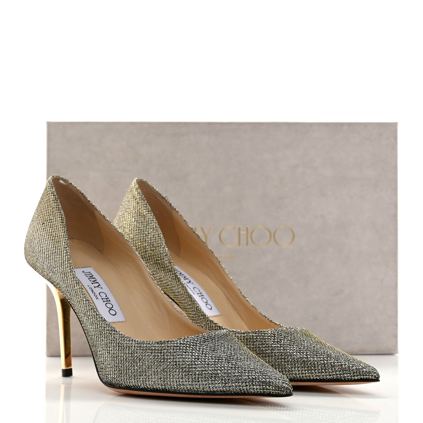 Lame Glitter Pointy Toe Romy 100 Pumps 36.5 Light Bronze