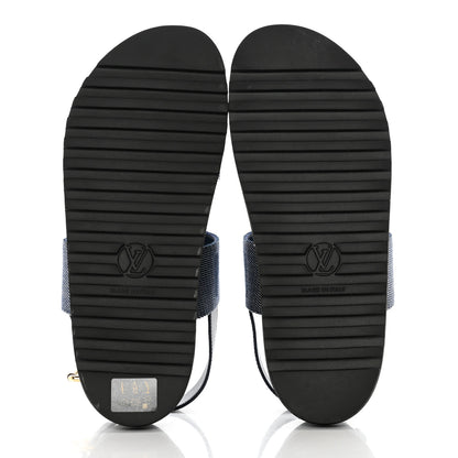 Louis Vuitton Monogram Denim Paseo Flat Comfort Sandals 39 Navy Blue 5 of 8