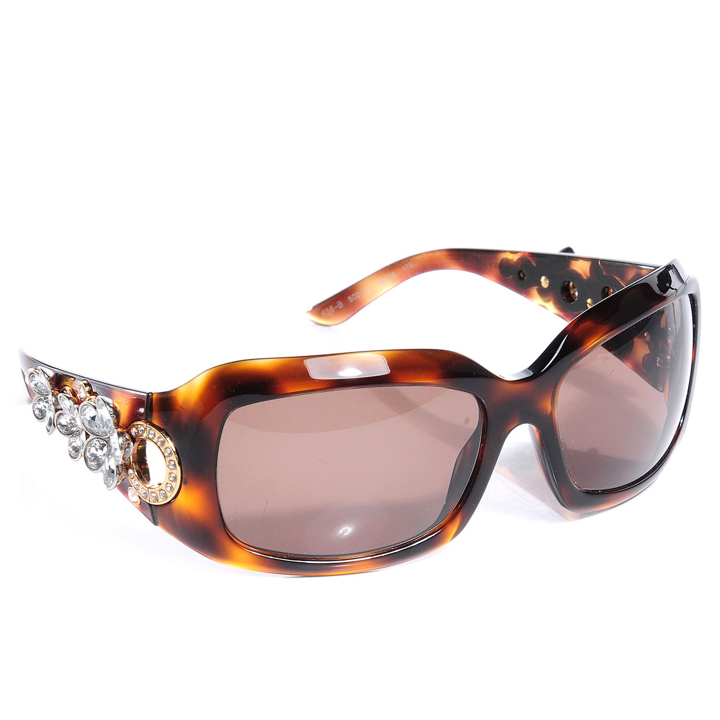 BVLGARI Tortoise Shell Crystal Flower 856-B Sunglasses
