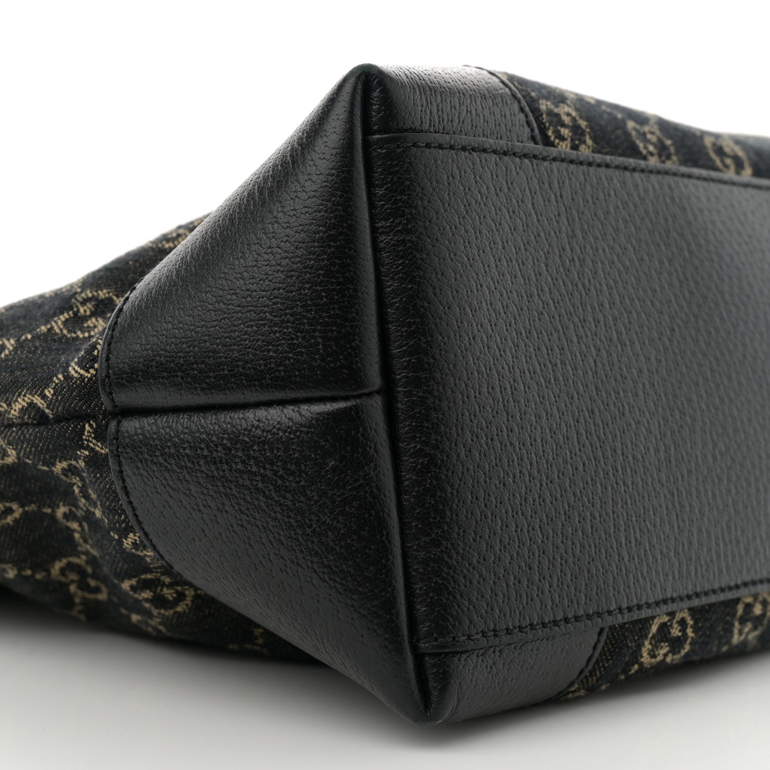 Gucci Jacquard Black Denim GG Monogram Medium Ophidia Shopping Tote Black Ivory 9 of 11