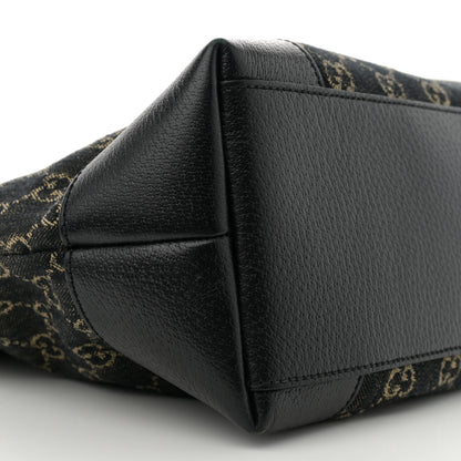 Gucci Jacquard Black Denim GG Monogram Medium Ophidia Shopping Tote Black Ivory 9 of 11