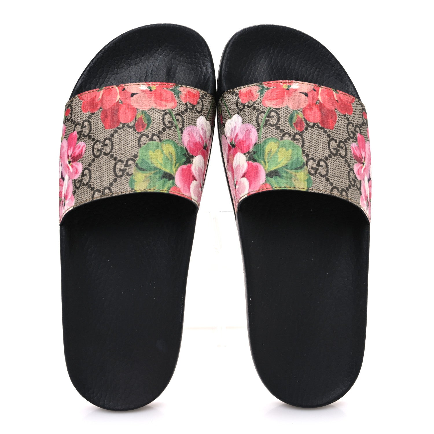 Gucci GG Supreme Monogram Blooms Slide Sandals 38 Beige Multicolor 2 of 11
