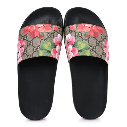 Gucci GG Supreme Monogram Blooms Slide Sandals 38 Beige Multicolor 2 of 11