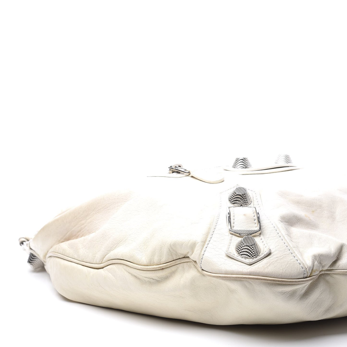 Agneau Giant 21 Silver Hardware Hobo White