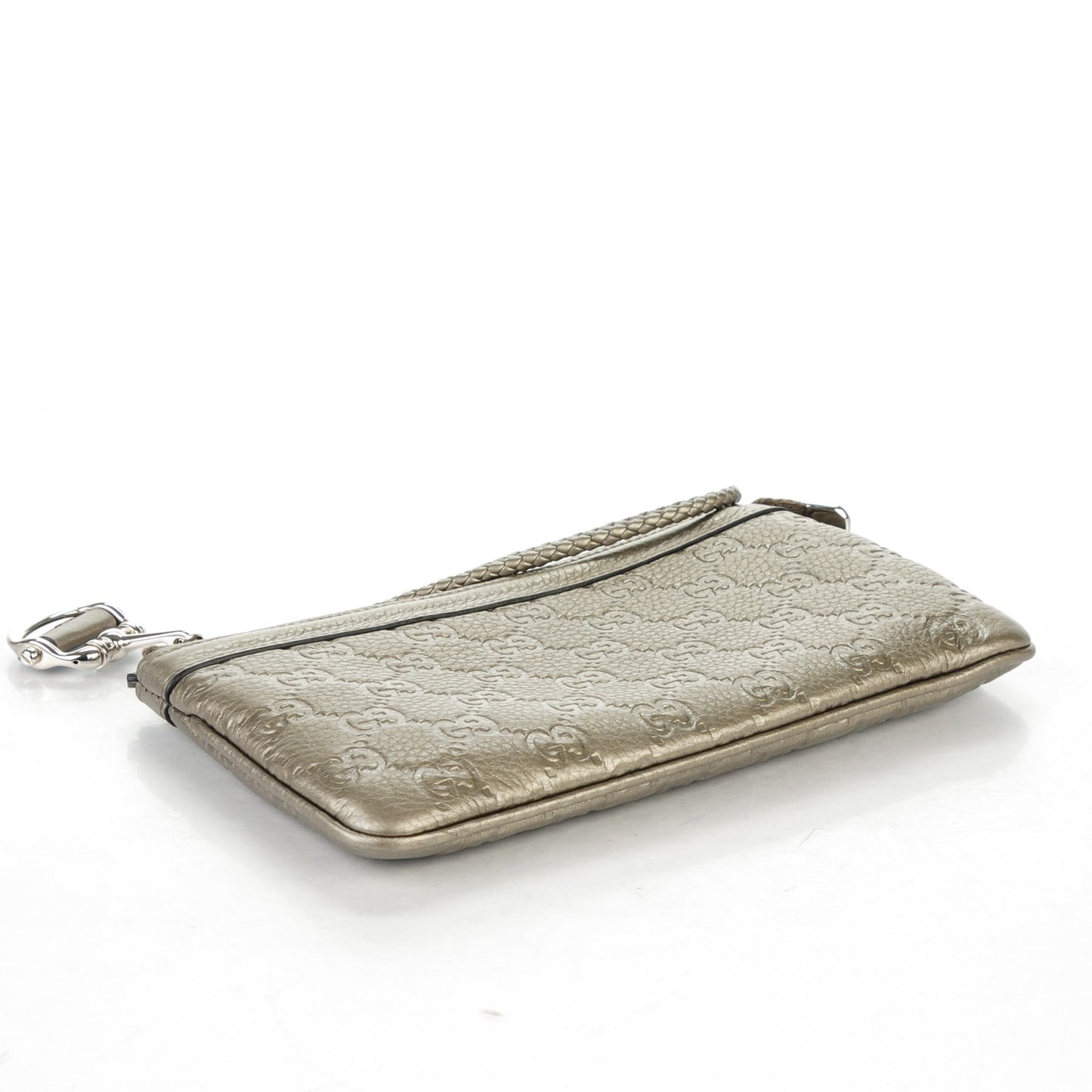Guccissima Horsebit Detail Wristlet Pewter