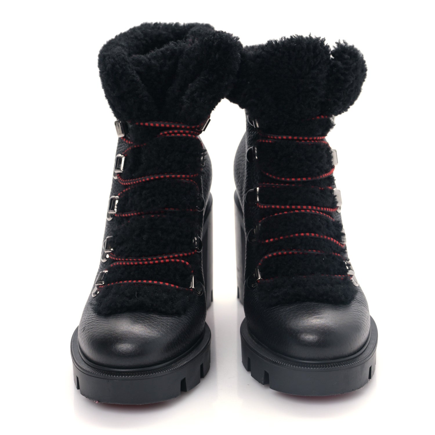 Christian Louboutin Grained Calfskin Shearling Edelvizir 70 Ankle Boots 37.5 Black 2 of 7